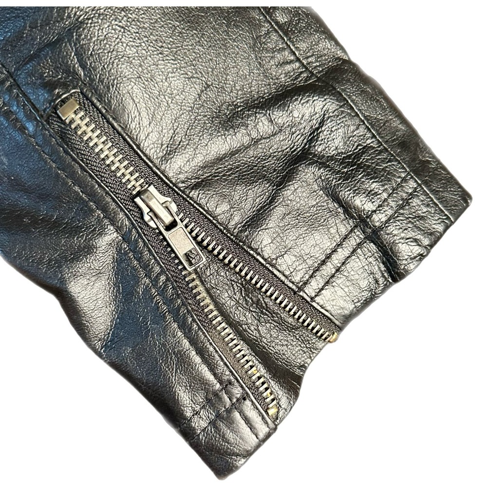 Castro Genuine Leather Jacket Moto Leather Jacket Zip Banded Collar - Picture 5 of 10